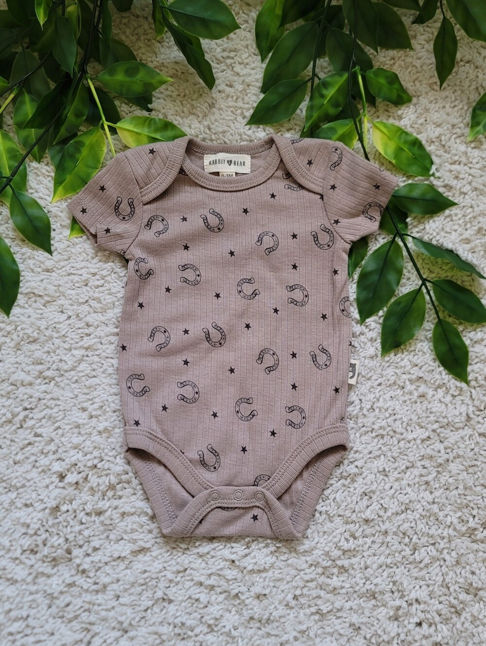 Baby Boy Horseshoes & Stars Onesie (0-3 Months)